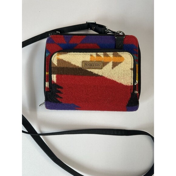 Pendleton Wool Southwest Crossbody Bag Zip Around Purse Detachable Strap Wallet - Picture 2 of 10